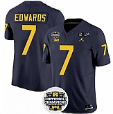 Men's Michigan Wolverines #7 Donovan Edwards 2024 F.U.S.E. Navy National Championship Stitched Jersey Dzhi,baseball caps,new era cap wholesale,wholesale hats
